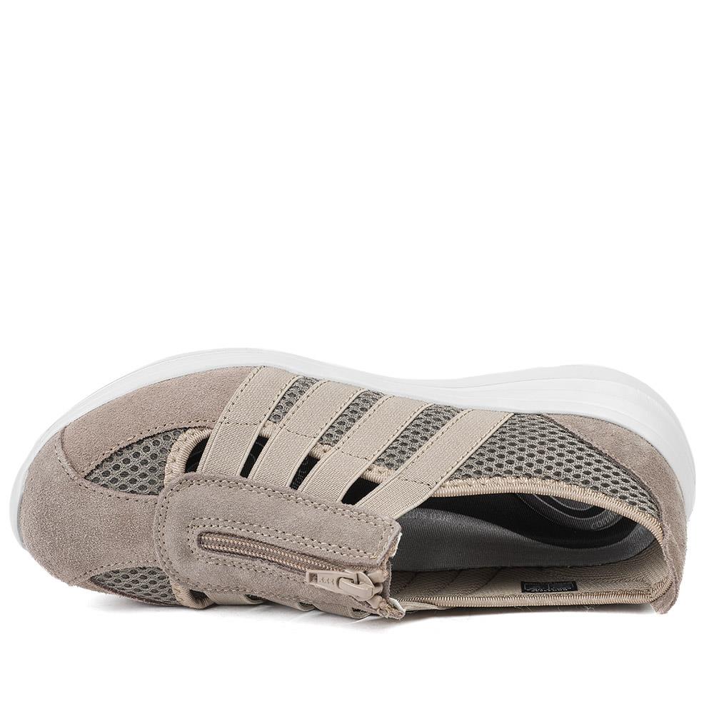 Wide Fit Leather Memory Foam Trainers - BRK43032 / 329 266 - Taupe - Image 5