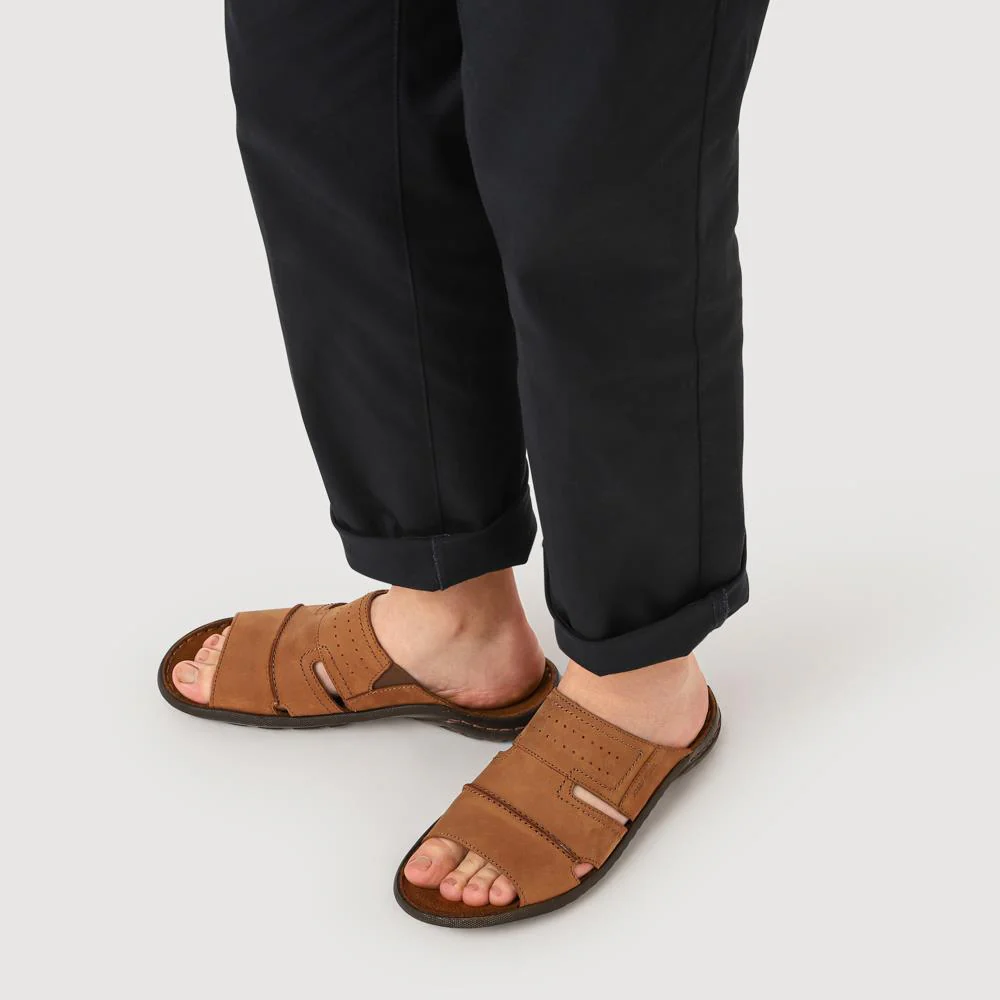 Wide-Fit Leather Mule Sandals - JOSEF41502 / 327 045 - Brown - Image 5