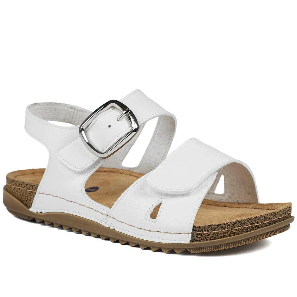 Wide Fit Leather Sandals with Buckle Detail - SERAY43008 / 329 224 - Image 2