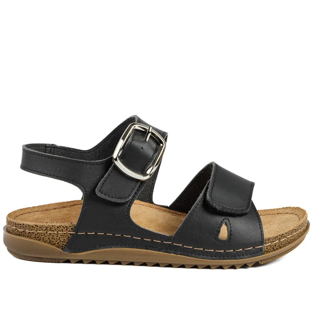 Wide Fit Sandals with Buckle Detail - SERAY43008 / 329 224 - Black - Image 3