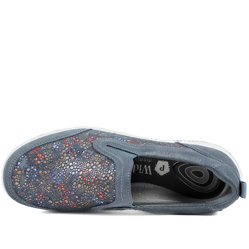 Wide Fit Leather Slip On Comfort Trainers - BRK43025 / 328 915 - Blue Multi - Image 5