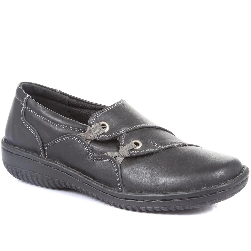 Leather Slip On Shoe with Elastic Loop - HAK23012 / 308 130
