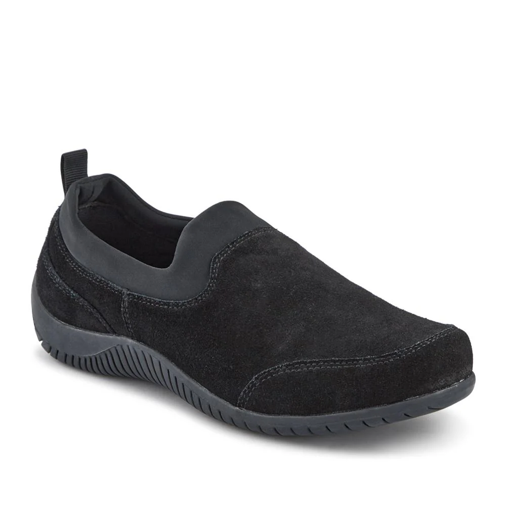 Wide-Fit Leather Slip-On Shoes - BRK42018 / 328 405 - Black