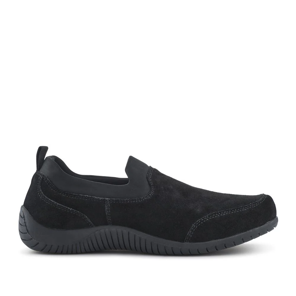 Wide-Fit Leather Slip-On Shoes - BRK42018 / 328 405 - Black - Image 2
