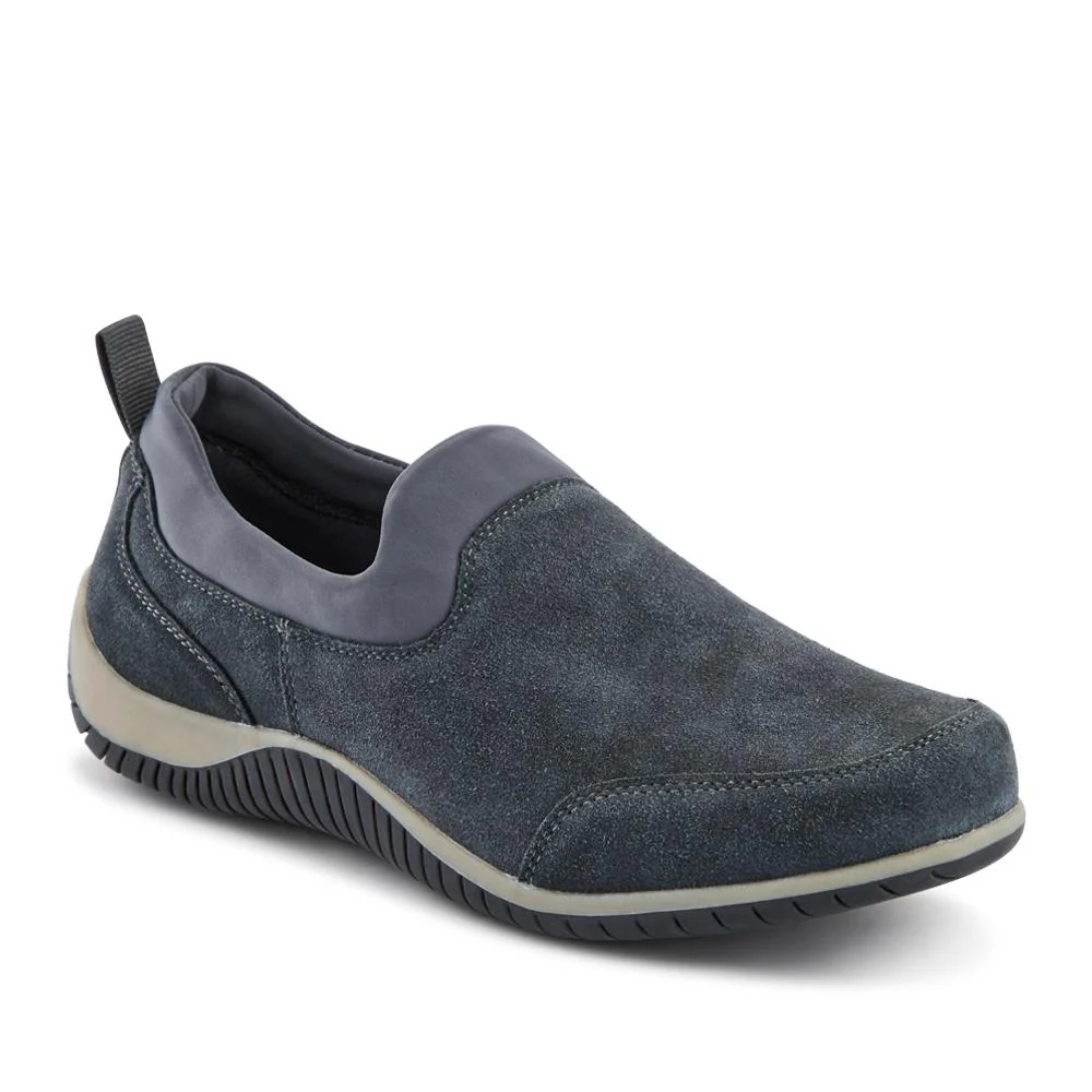 Wide-Fit Leather Slip-On Shoes - BRK42018 / 328 405 - Grey