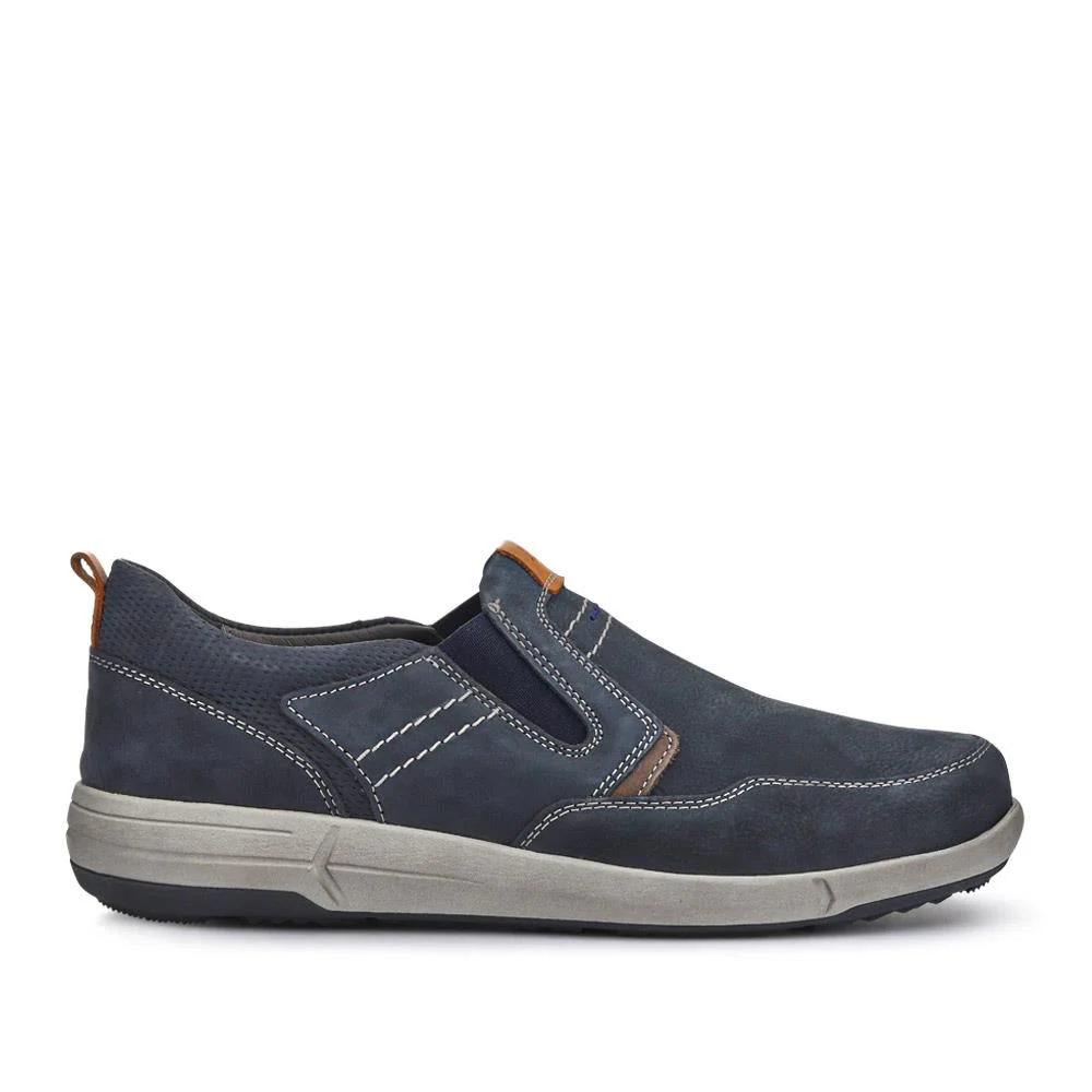 Wide-Fit Leather Slip-On Shoes - JOSEF41508 / 327 048 - Navy - Image 2