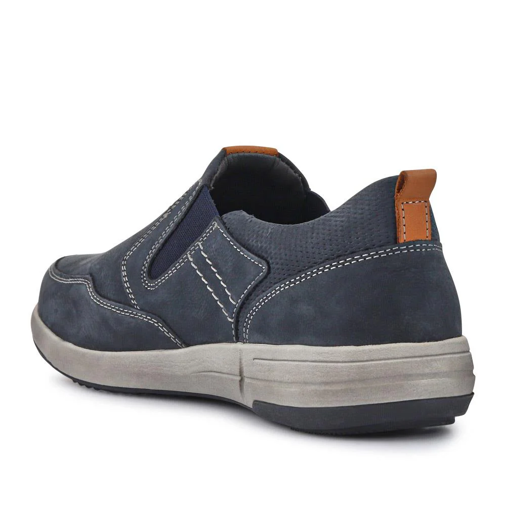 Wide-Fit Leather Slip-On Shoes - JOSEF41508 / 327 048 - Navy - Image 3