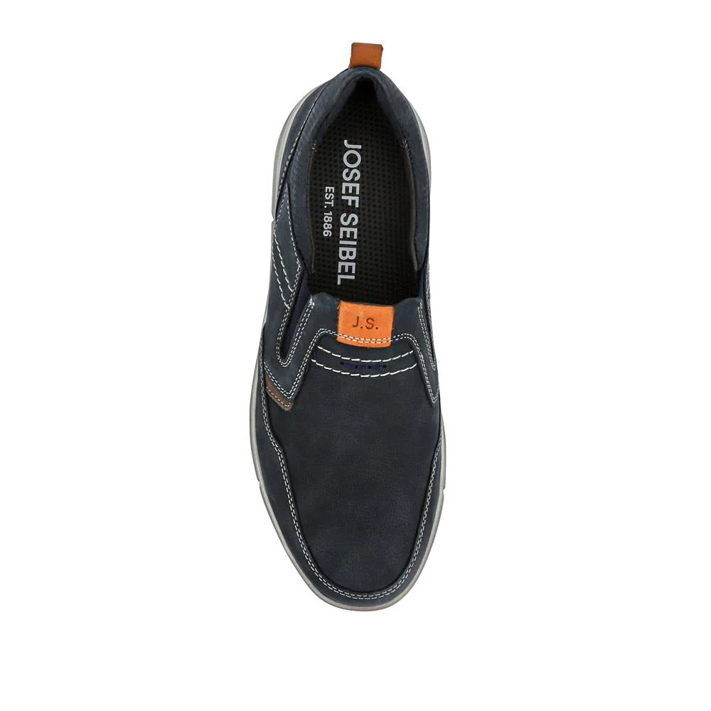 Wide-Fit Leather Slip-On Shoes - JOSEF41508 / 327 048 - Navy - Image 4