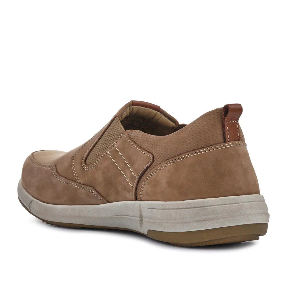 Wide-Fit Leather Slip-On Shoes - JOSEF41508 / 327 048 - Taupe - Image 3