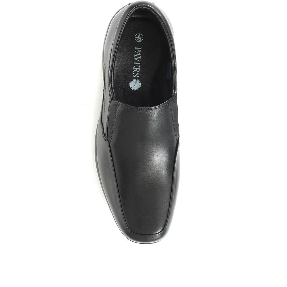 Wide Fit Leather Slip On Shoes - KAMP1900 / 300 237 - Black - Image 4