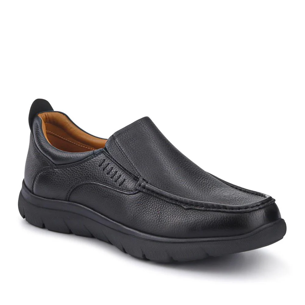 Wide Fit Leather Slip-On Shoes - PERFO41005 / 327 383 - Black