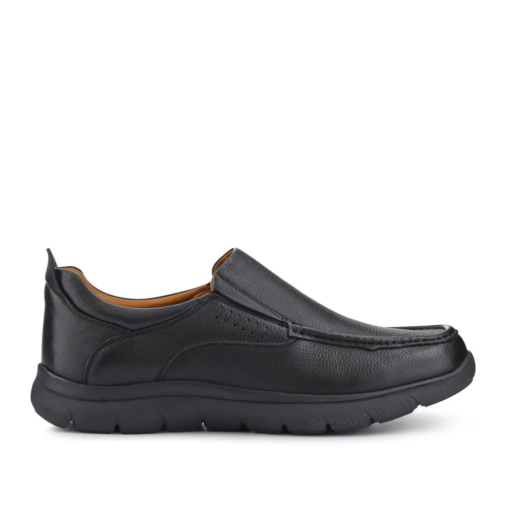Wide Fit Leather Slip-On Shoes - PERFO41005 / 327 383 - Black - Image 2