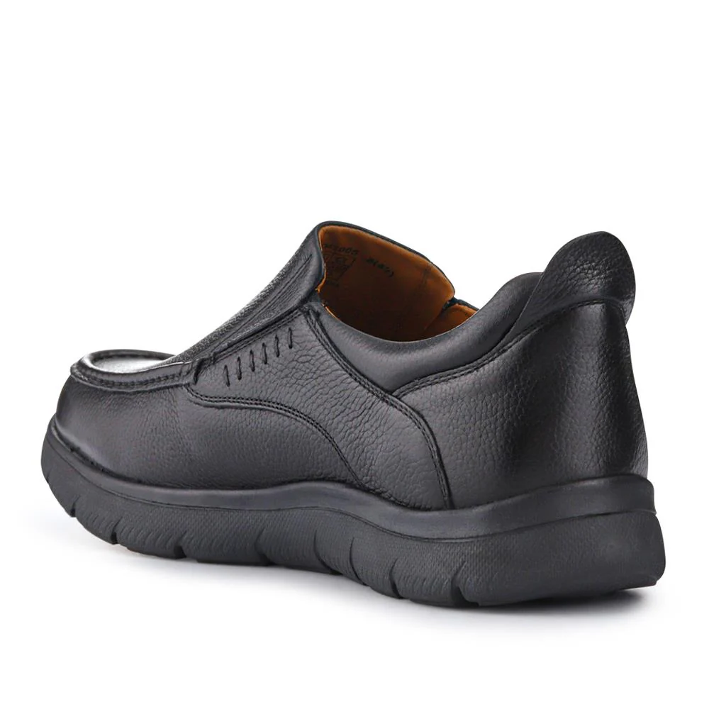 Wide Fit Leather Slip-On Shoes - PERFO41005 / 327 383 - Black - Image 3