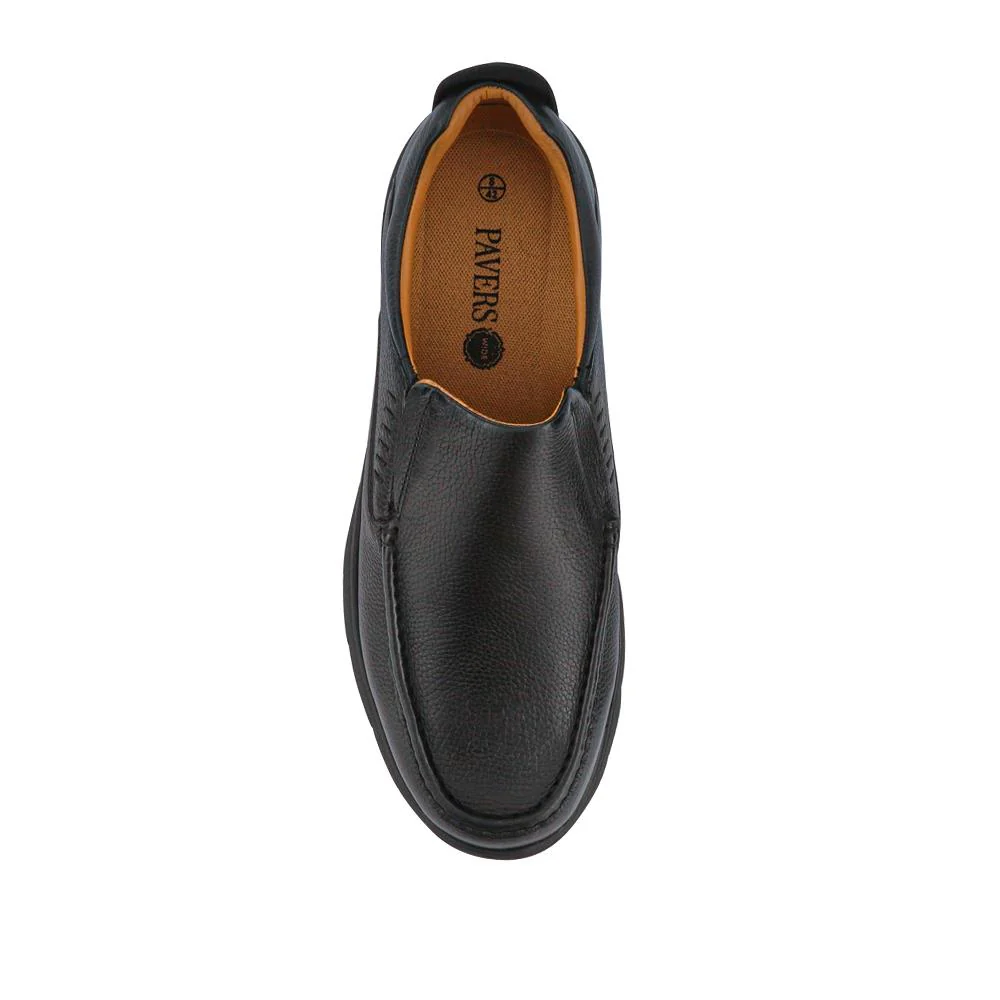 Wide Fit Leather Slip-On Shoes - PERFO41005 / 327 383 - Black - Image 4