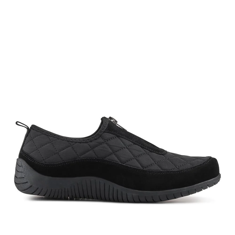 Wide Fit Leather Slip-On Shoes With Zip Fastening - BRK42019 / 328 406 - Black - Image 3
