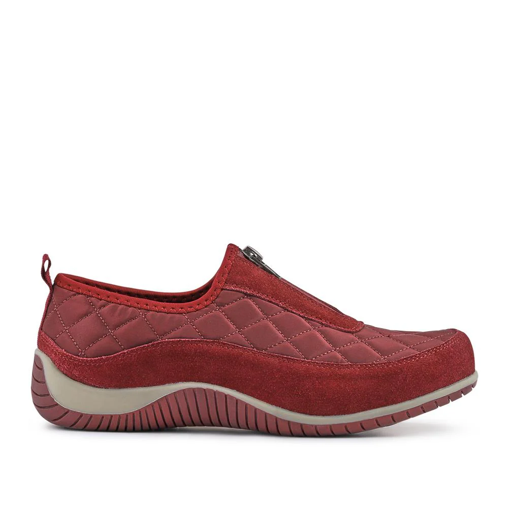 Wide Fit Leather Slip-On Shoes With Zip Fastening - BRK42019 / 328 406 - Burgundy - Image 3