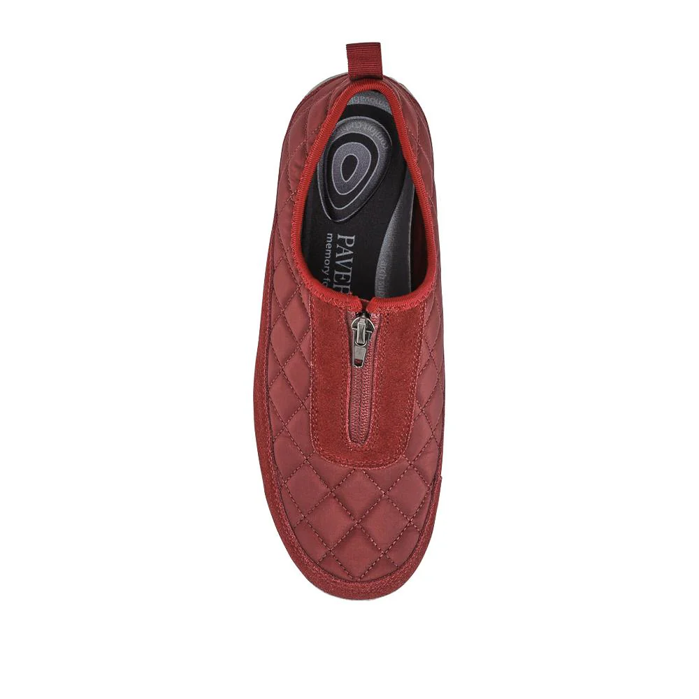 Wide Fit Leather Slip-On Shoes With Zip Fastening - BRK42019 / 328 406 - Burgundy - Image 4