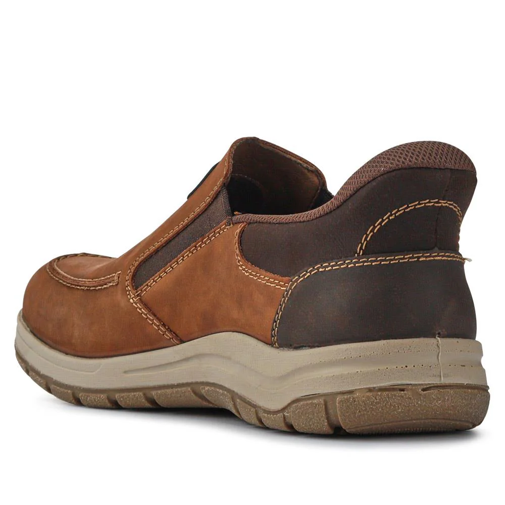 Wide-Fit Leather Slip-Ons - RKR41526 / 326 760 - Brown - Image 3