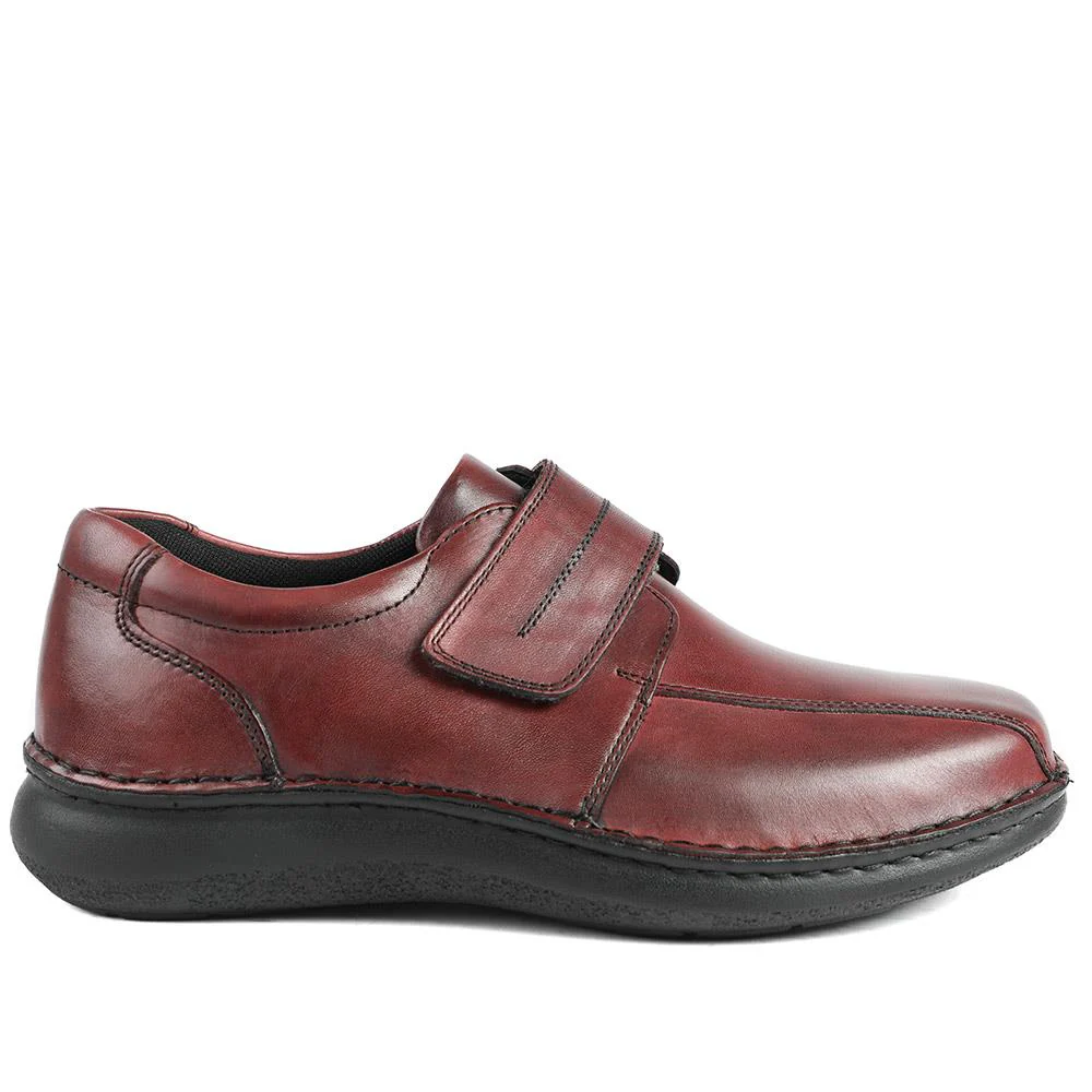 Wide Fit Leather Smart Adjustable Fit Shoes - PARK42060 / 328 431 - Bordeaux - Image 2