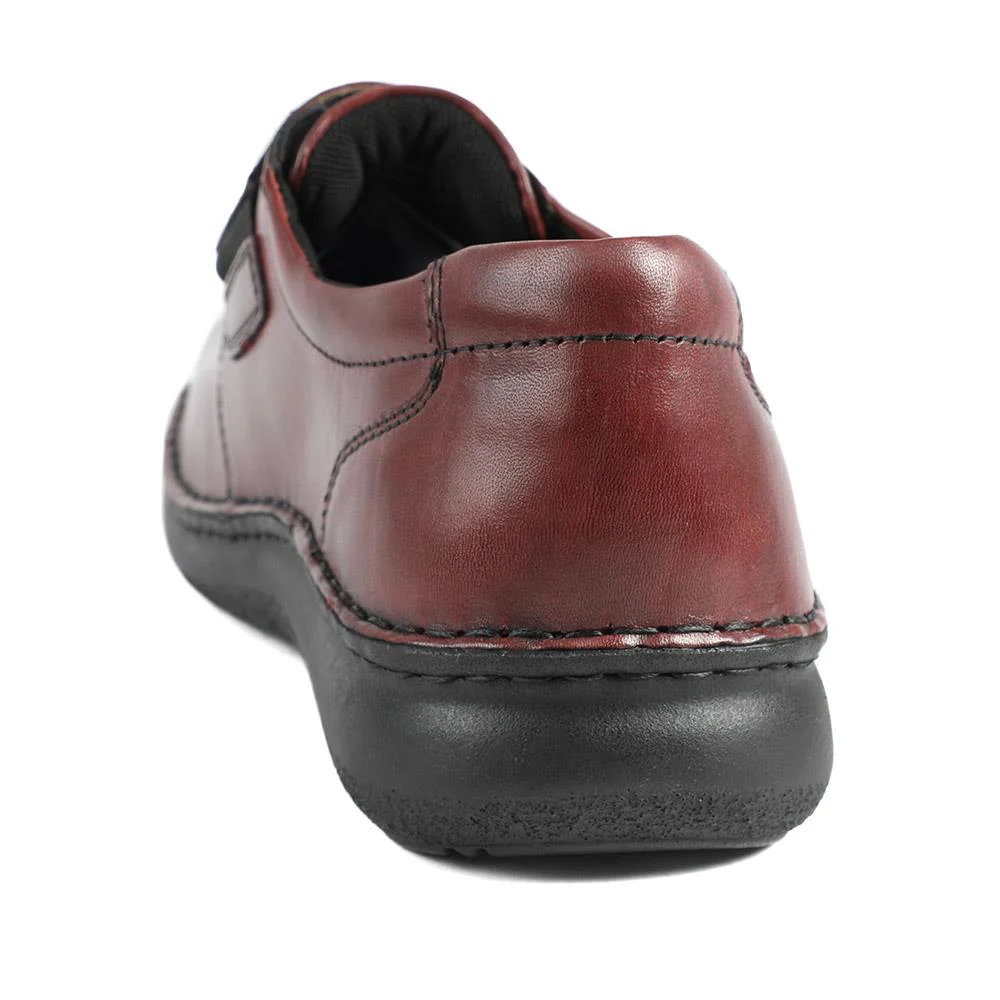 Wide Fit Leather Smart Adjustable Fit Shoes - PARK42060 / 328 431 - Bordeaux - Image 3