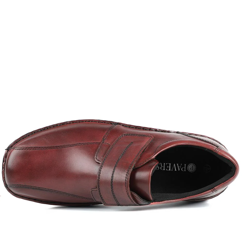 Wide Fit Leather Smart Adjustable Fit Shoes - PARK42060 / 328 431 - Bordeaux - Image 4