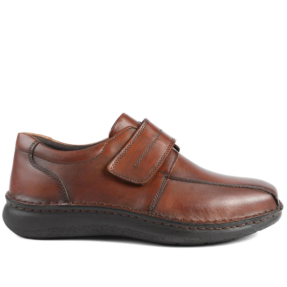 Wide Fit Leather Smart Adjustable Fit Shoes - PARK42060 / 328 431 - Cognac - Image 2