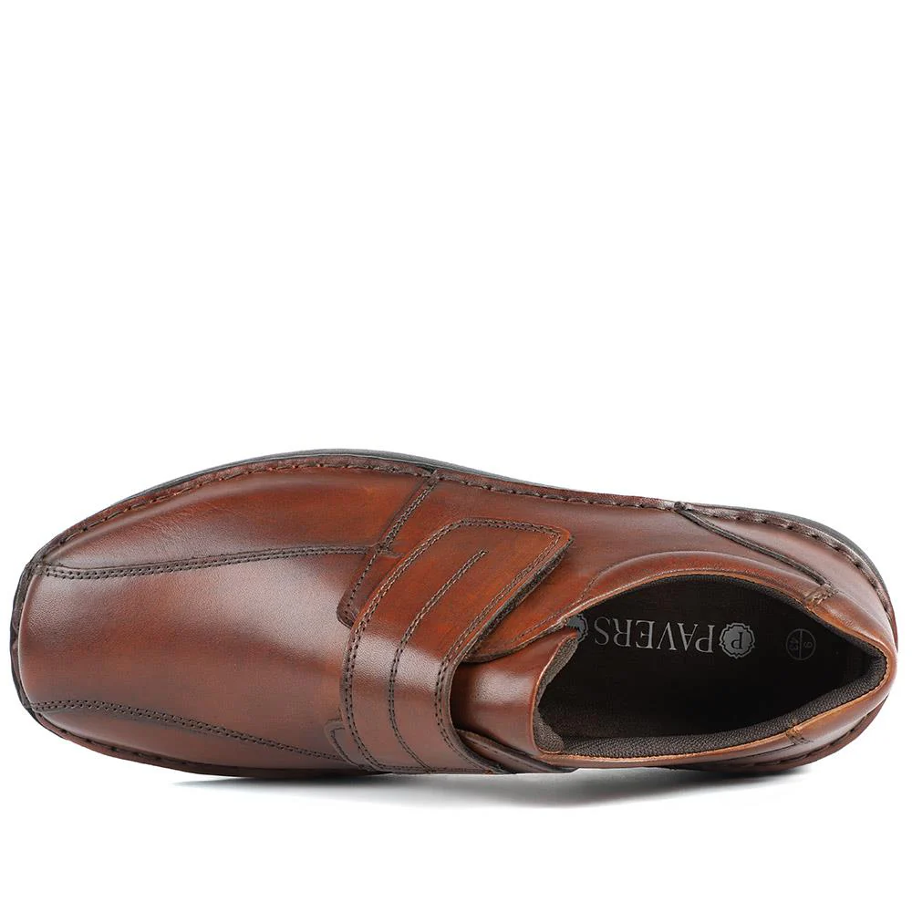 Wide Fit Leather Smart Adjustable Fit Shoes - PARK42060 / 328 431 - Cognac - Image 4