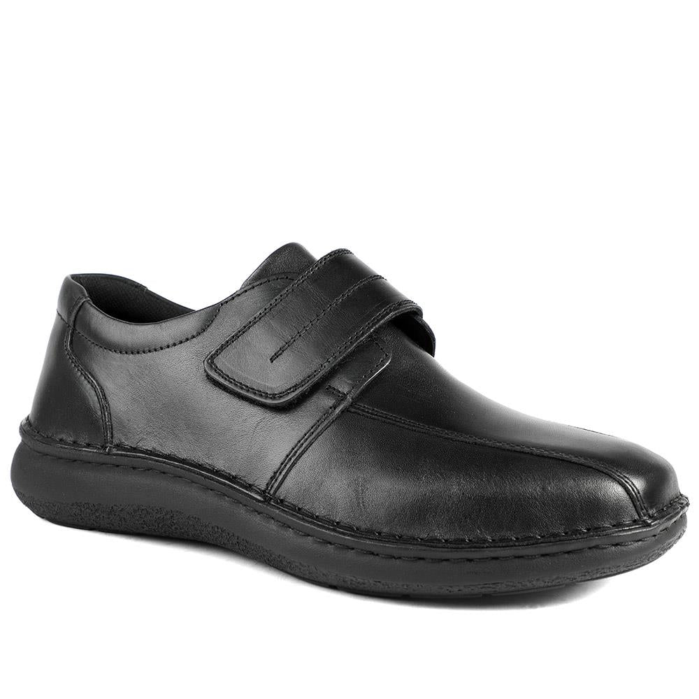 Wide Fit Leather Smart Adjustable Fit Shoes - PARK42060 / 328 431 - Black