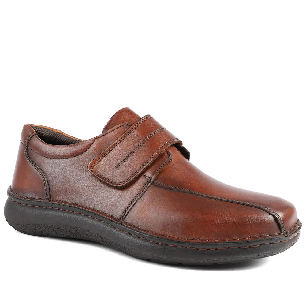 Wide Fit Leather Smart Adjustable Fit Shoes - PARK42060 / 328 431 - Image 3