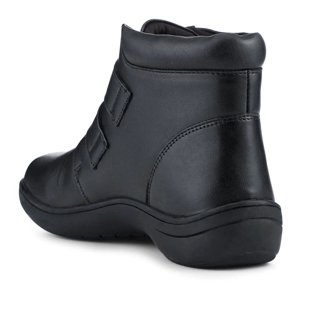 Wide Fit Leather Touch Fasten Boots - KF42005 / 328 423 - Black - Image 3