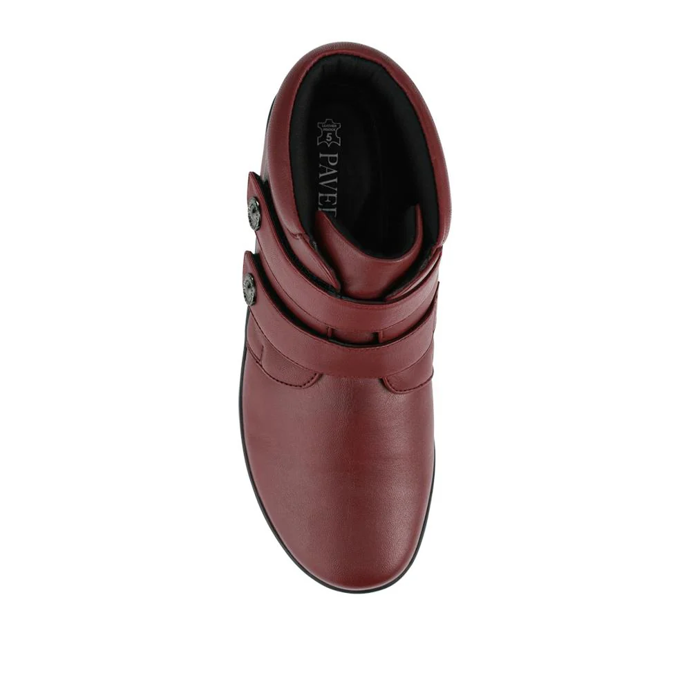 Wide Fit Leather Touch Fasten Boots - KF42005 / 328 423 - Burgundy - Image 4