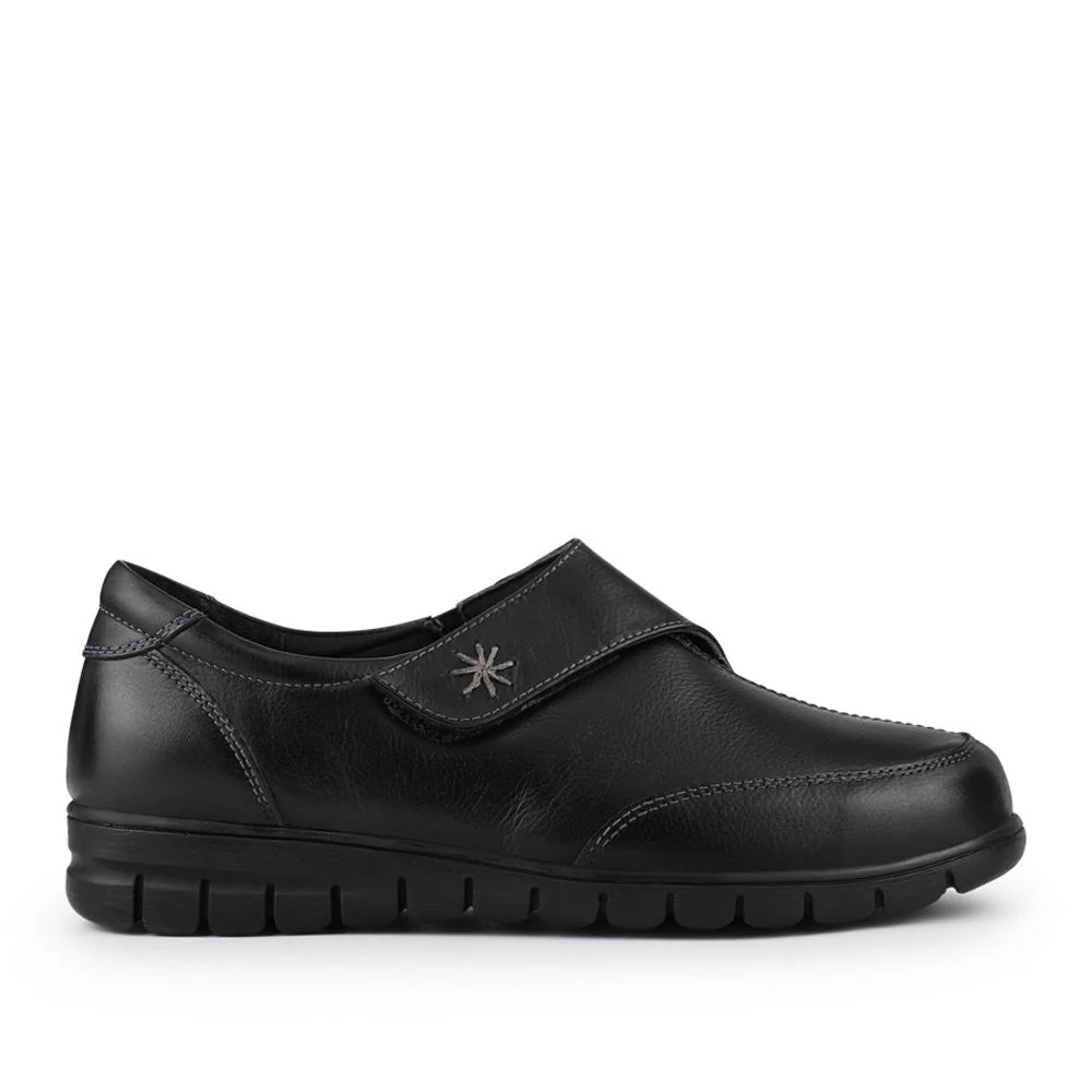 Wide Fit Leather Touch-Fasten Monk Shoes - KF42011 / 328 427 - Black - Image 2