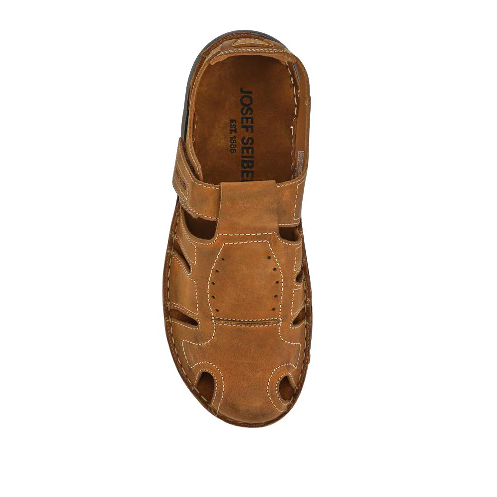 Wide-Fit Leather Touch-Fasten Sandals - JOSEF41500 / 327 043 - Tan - Image 4