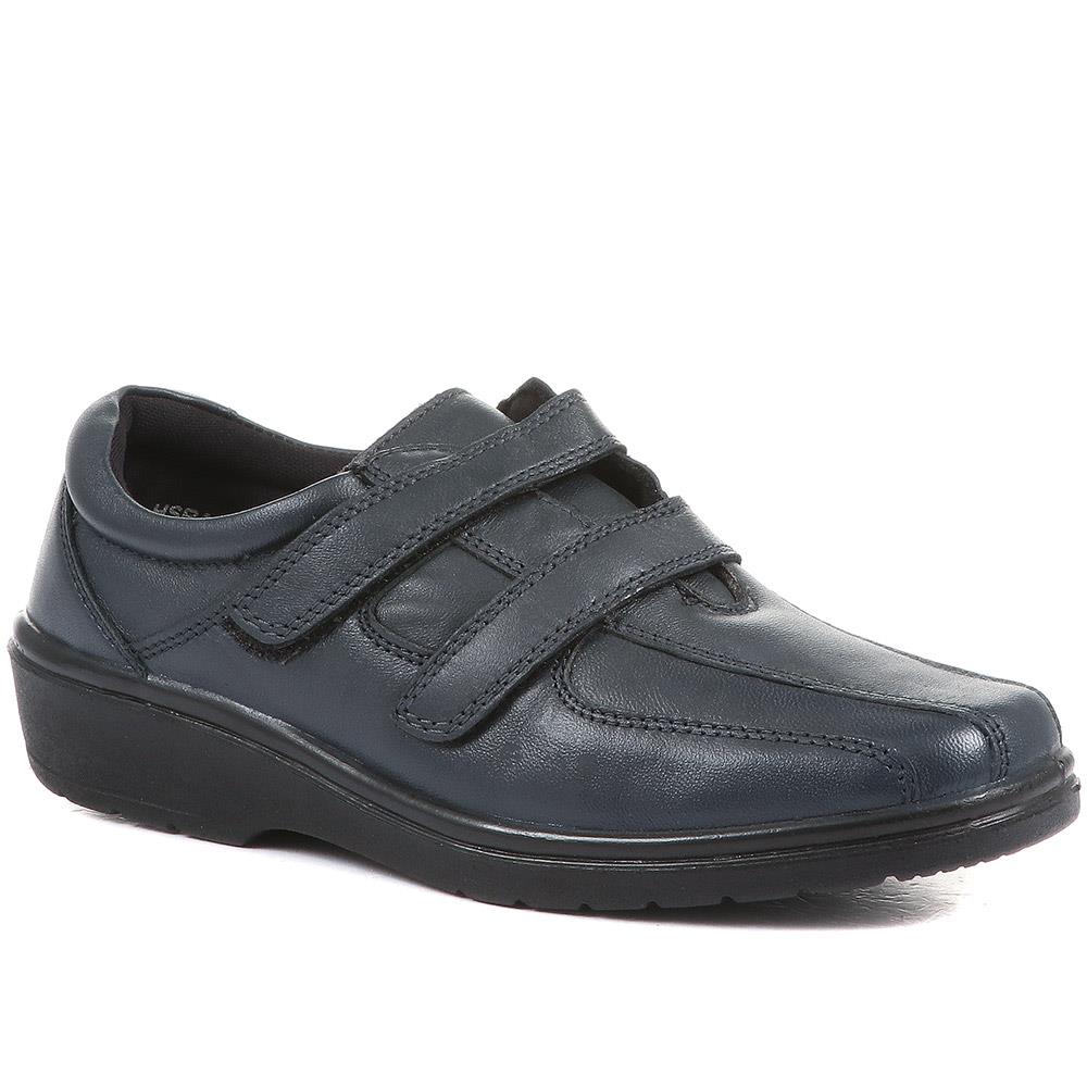 Wide Fit Leather Touch Fasten Shoes - HSRAJA2006 / 302 739 - Image 2
