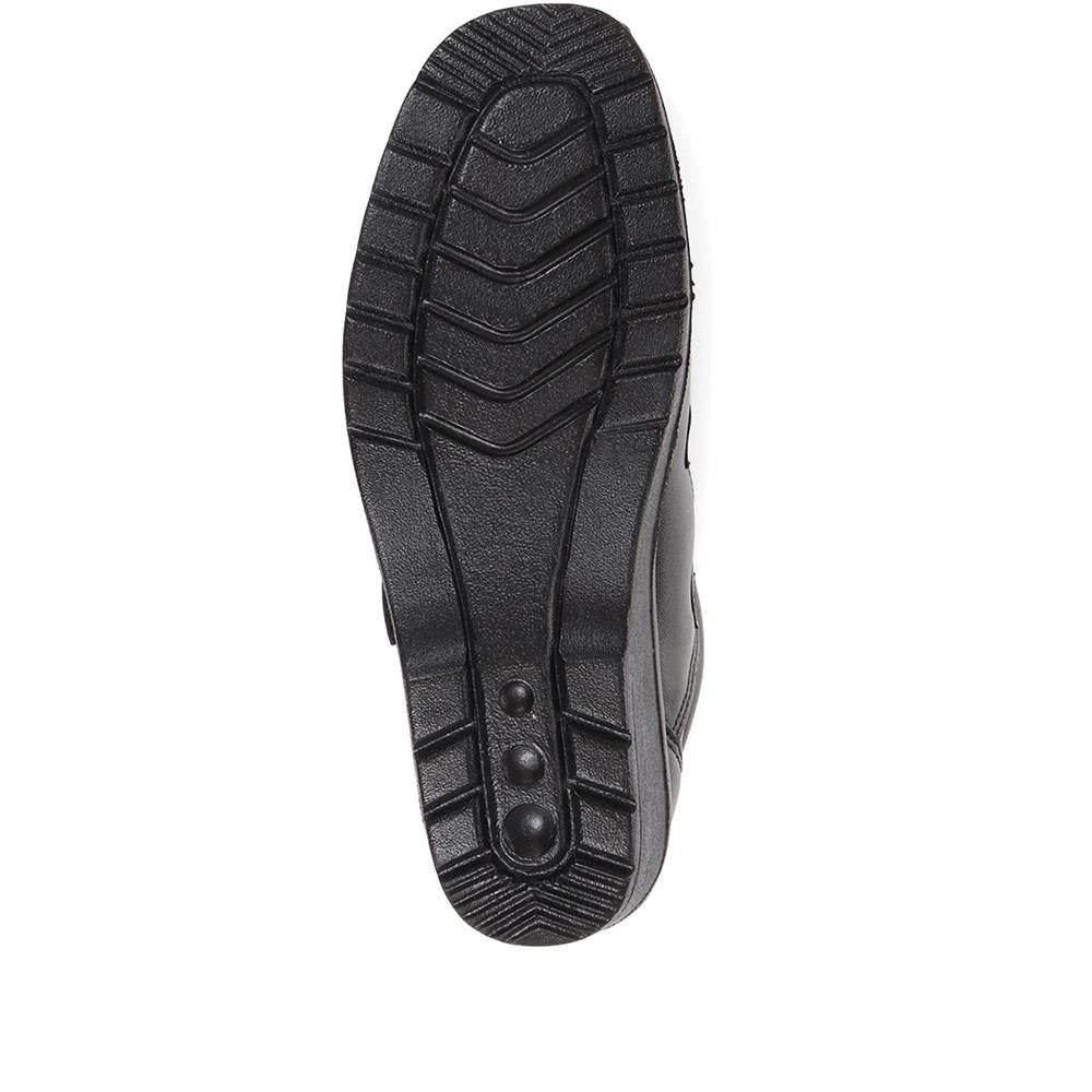 Wide Fit Leather Touch Fasten Shoes - HSRAJA2006 / 302 739 - Black - Image 6