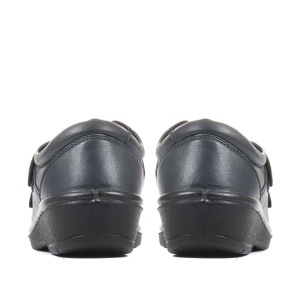Wide Fit Leather Touch Fasten Shoes - HSRAJA2006 / 302 739 - Navy - Image 3