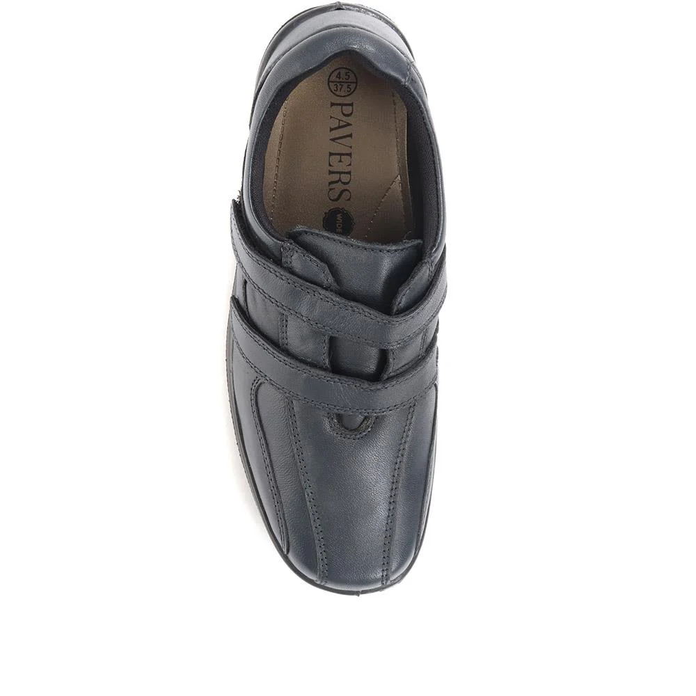 Wide Fit Leather Touch Fasten Shoes - HSRAJA2006 / 302 739 - Navy - Image 4
