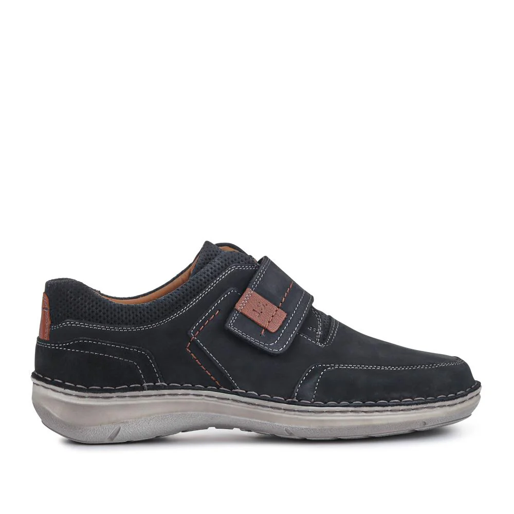Wide-Fit Leather Touch-Fasten Shoes - JOSEF41507 / 327 047 - Navy - Image 2