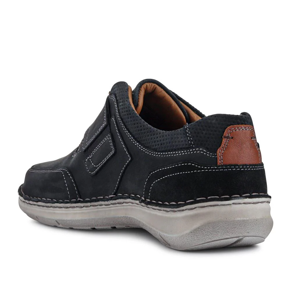 Wide-Fit Leather Touch-Fasten Shoes - JOSEF41507 / 327 047 - Navy - Image 3
