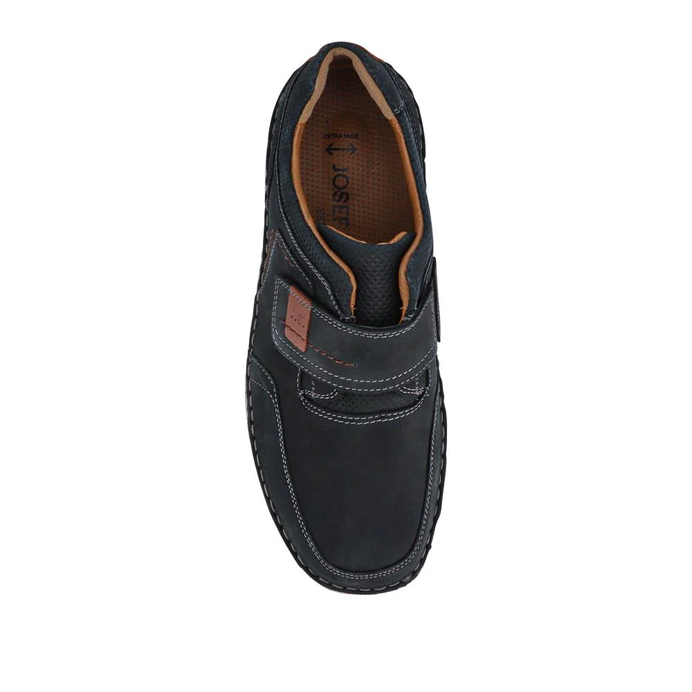 Wide-Fit Leather Touch-Fasten Shoes - JOSEF41507 / 327 047 - Navy - Image 4