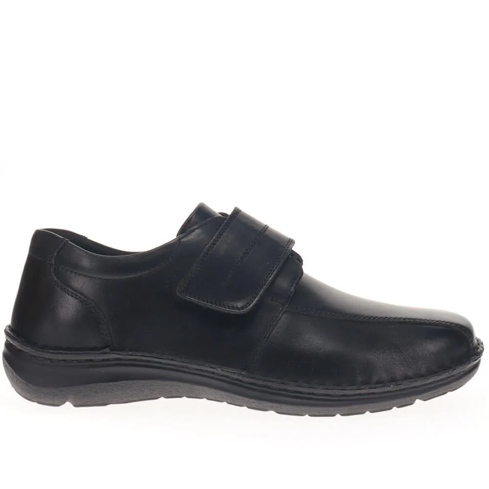 Wide Fit Leather Touch-Fasten Shoes - PARK40037 / 325 804 - Black - Image 2