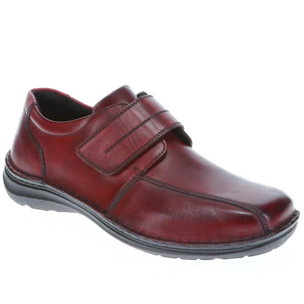 Wide Fit Leather Touch-Fasten Shoes - PARK40037 / 325 804 - Bordeaux