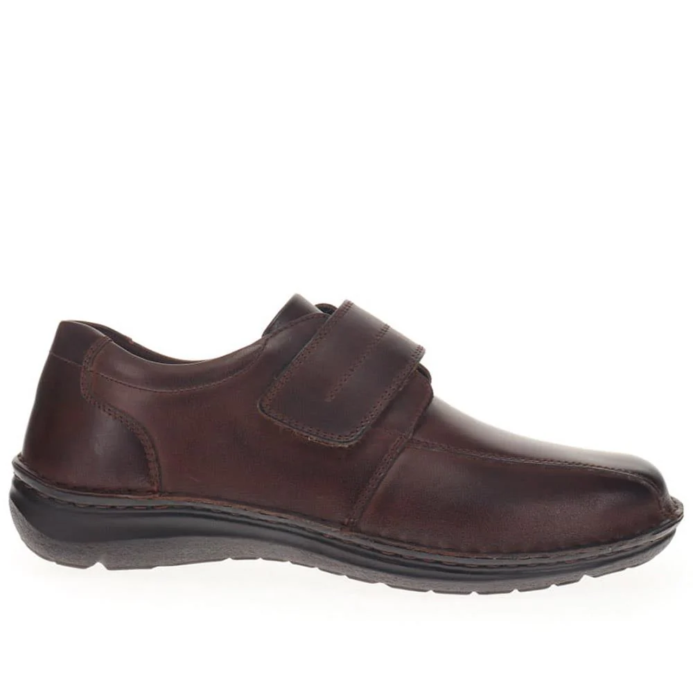Wide Fit Leather Touch-Fasten Shoes - PARK40037 / 325 804 - Dark Brown - Image 2