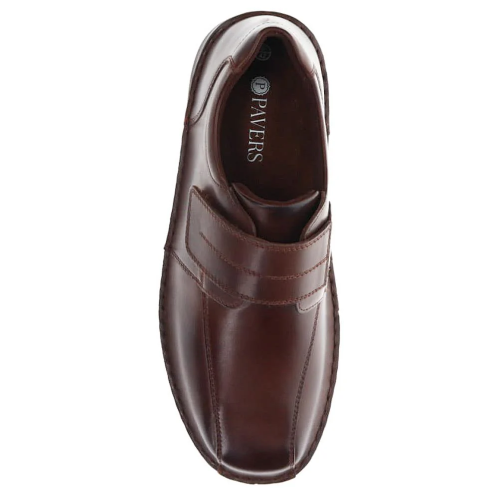 Wide Fit Leather Touch-Fasten Shoes - PARK40037 / 325 804 - Dark Brown - Image 4