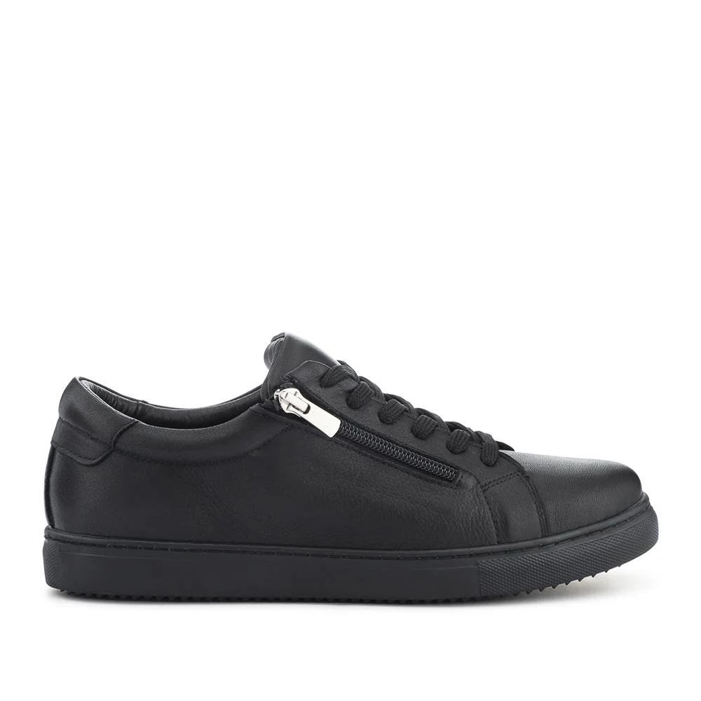 Wide Fit Leather Zip & Lace Trainers - ULUTA42000 / 328 391 - Black - Image 2