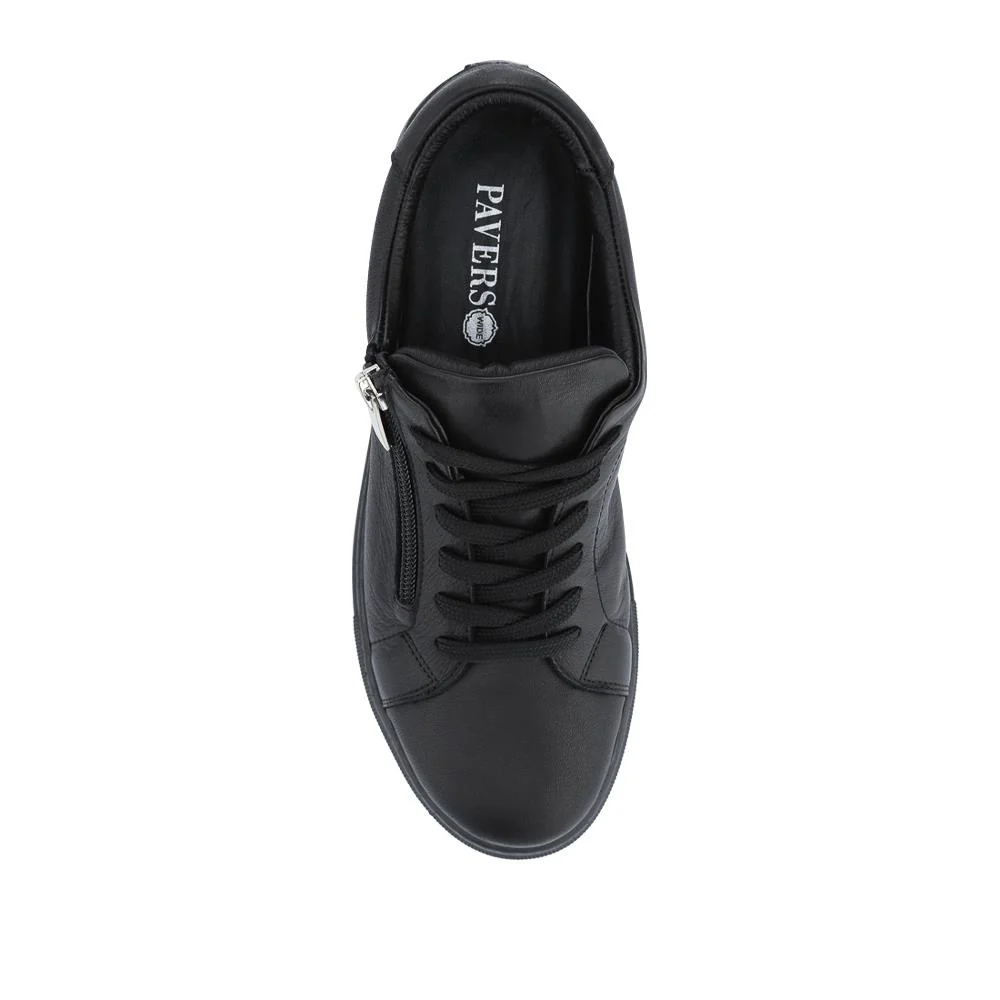 Wide Fit Leather Zip & Lace Trainers - ULUTA42000 / 328 391 - Black - Image 4