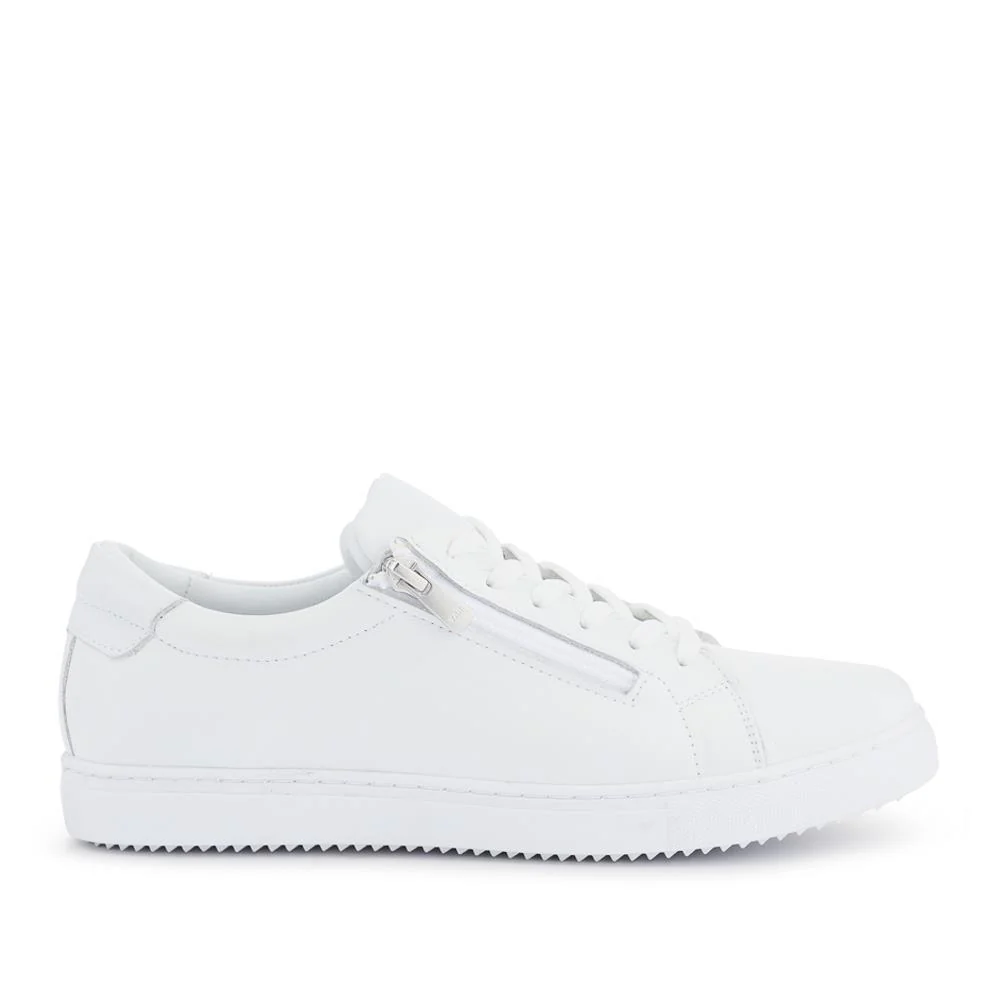 Wide Fit Leather Zip & Lace Trainers - ULUTA42000 / 328 391 - White - Image 3