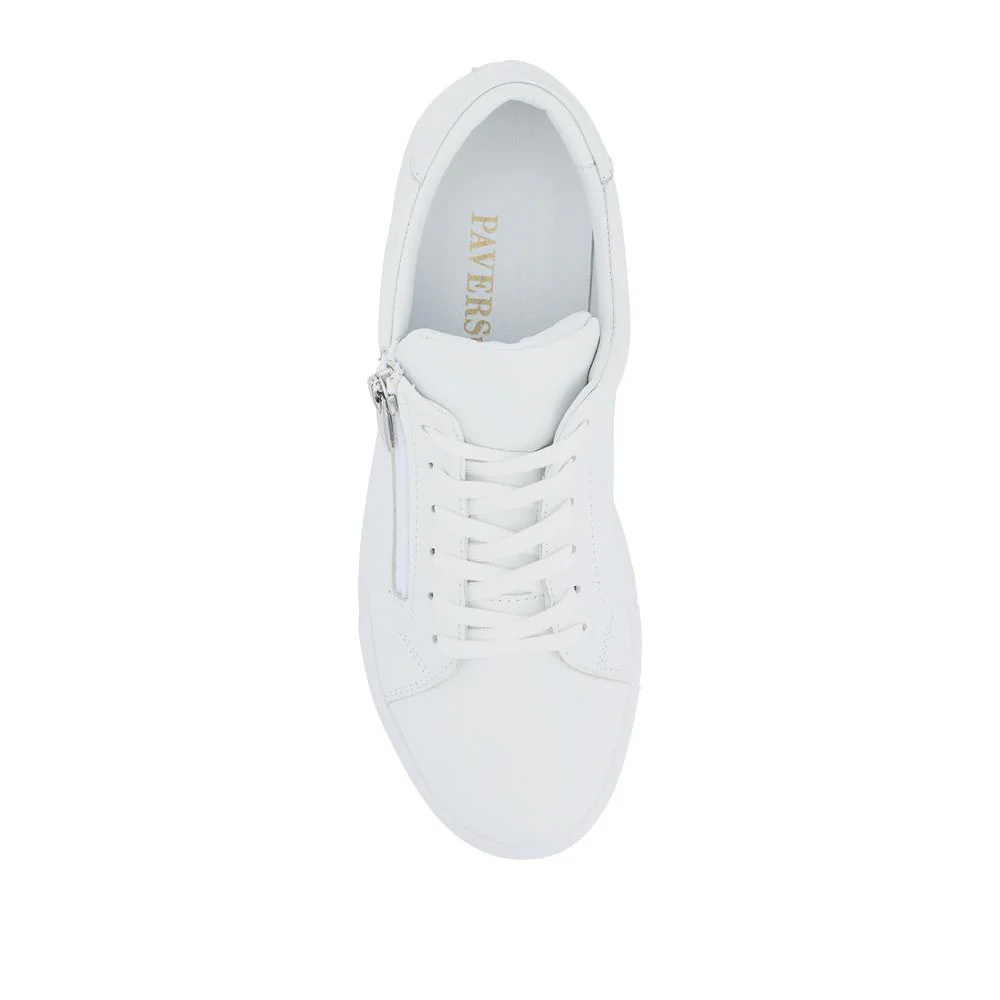 Wide Fit Leather Zip & Lace Trainers - ULUTA42000 / 328 391 - White - Image 5