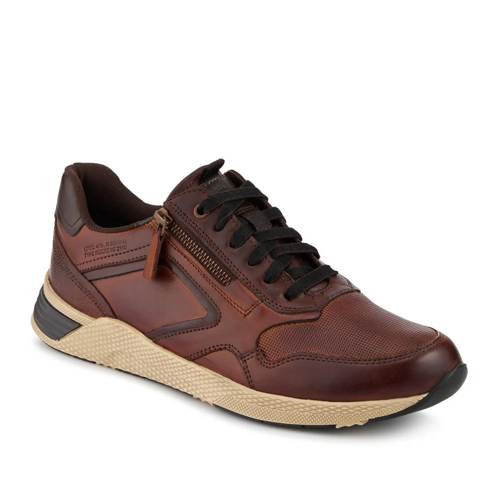 Leather Zip & Lace Up Sporty Trainers - PARK42054 / 328 398 - Image 2