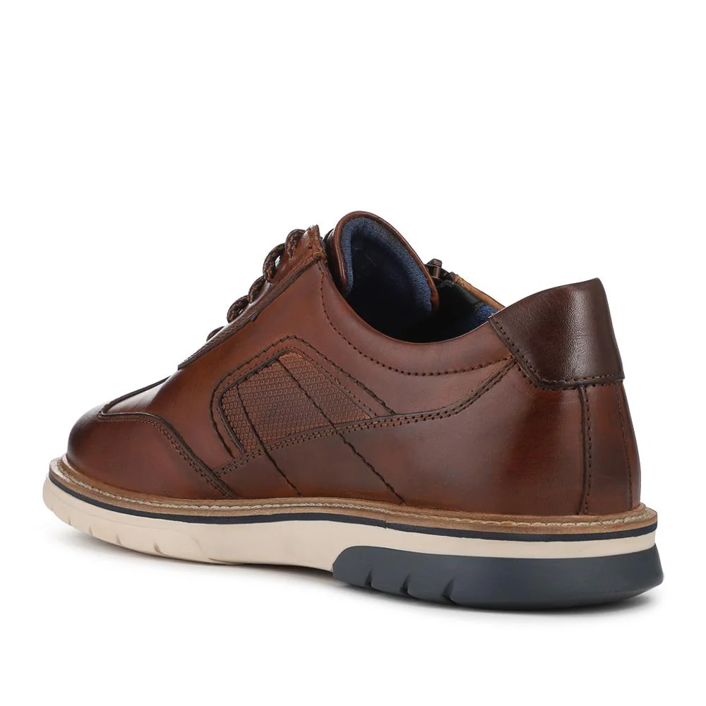 Wide Fit Leather Zip Trainers - PARK38001 / 324 385 - Cognac - Image 3